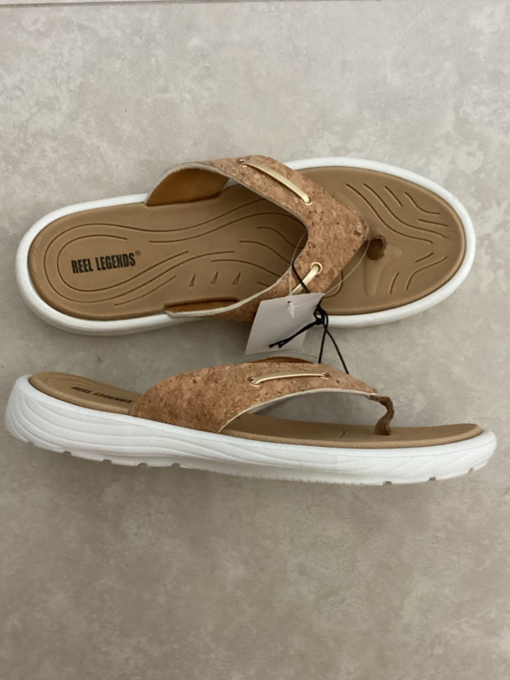 ☀️ NWT Reel Legends Cork Sandals Sz 9 Nautical flip flops non slip bottom - Picture 4 of 6